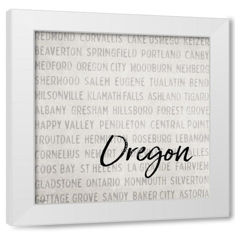 Oregon Cities White Modern Wood Framed Art Print by Louise, Gigi