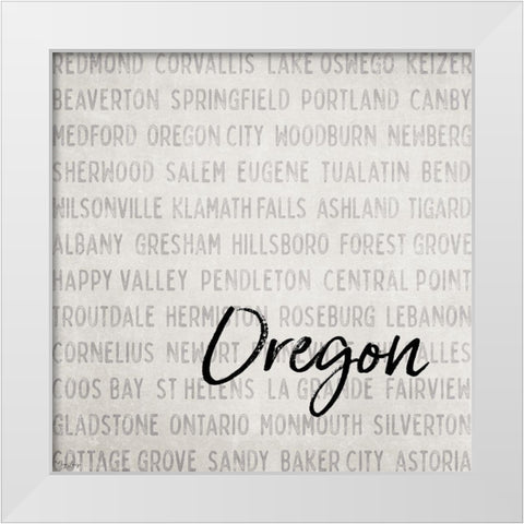 Oregon Cities White Modern Wood Framed Art Print by Louise, Gigi