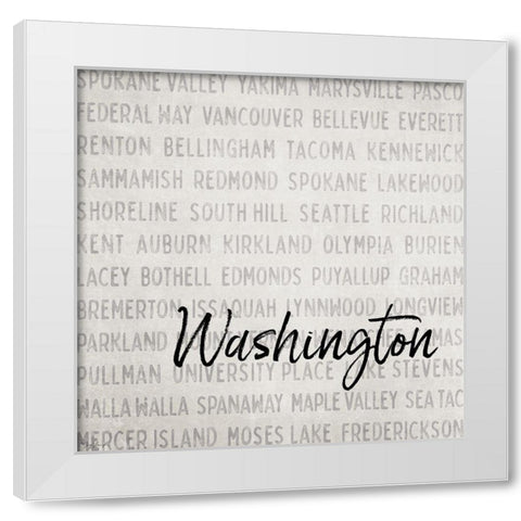 Washington Cities White Modern Wood Framed Art Print by Louise, Gigi