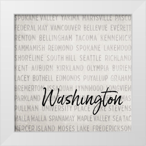 Washington Cities White Modern Wood Framed Art Print by Louise, Gigi