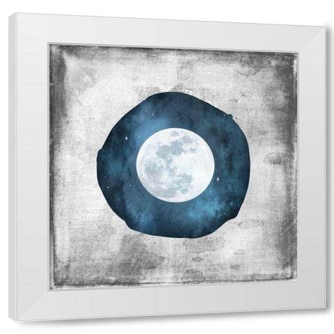 Blue Full Moon White Modern Wood Framed Art Print by Louise, Gigi