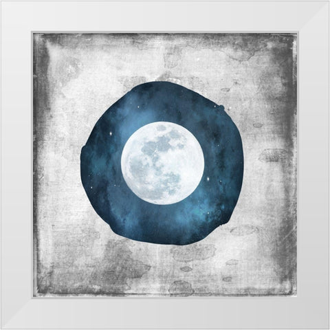 Blue Full Moon White Modern Wood Framed Art Print by Louise, Gigi