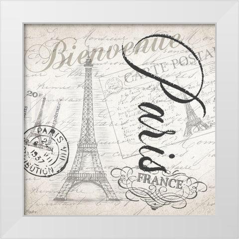 Paris Post White Modern Wood Framed Art Print by Louise, Gigi