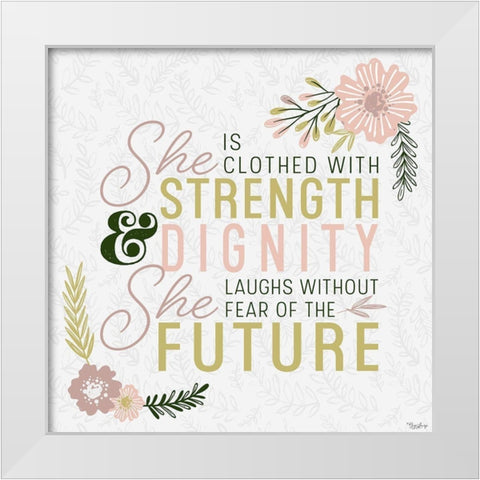 She Strength White Modern Wood Framed Art Print by Villa, Mlli