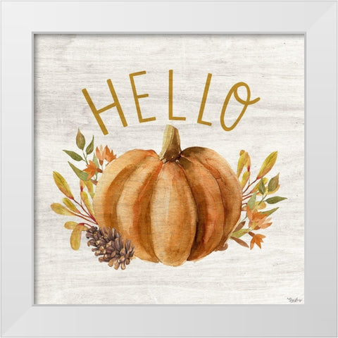 Hello Pumpkin White Modern Wood Framed Art Print by Louise, Gigi