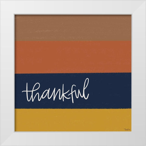Thankful Stripes White Modern Wood Framed Art Print by Louise, Gigi