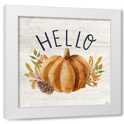 Hello Pumpkin Hello White Modern Wood Framed Art Print by Louise, Gigi