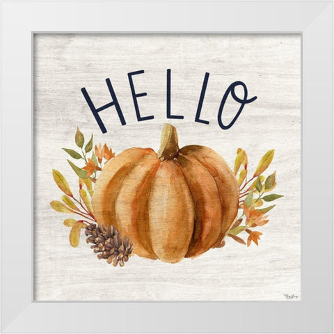 Hello Pumpkin Hello White Modern Wood Framed Art Print by Louise, Gigi