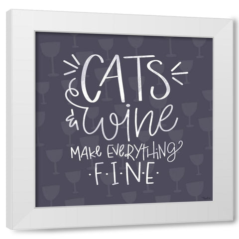 Cats Wine White Modern Wood Framed Art Print by Louise, Gigi