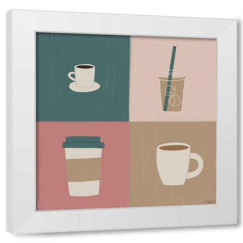 Coffee Types White Modern Wood Framed Art Print by Louise, Gigi