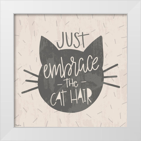 Embrace Cat Hair White Modern Wood Framed Art Print by Louise, Gigi
