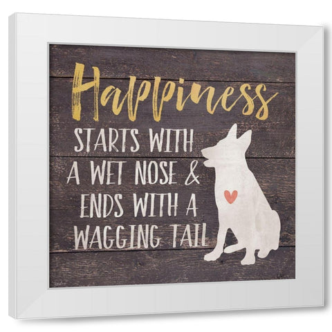 Happiness Dog White Modern Wood Framed Art Print by Louise, Gigi