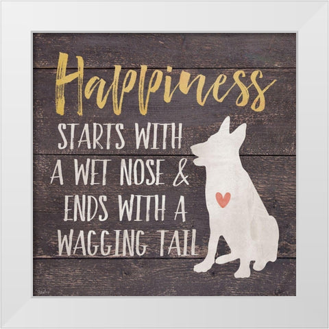 Happiness Dog White Modern Wood Framed Art Print by Louise, Gigi