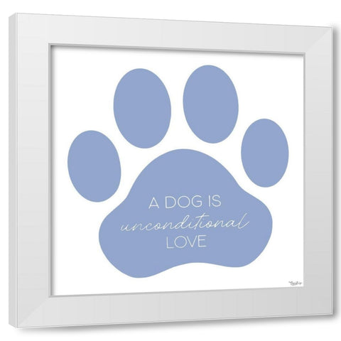 Blue Paw Print White Modern Wood Framed Art Print by Louise, Gigi