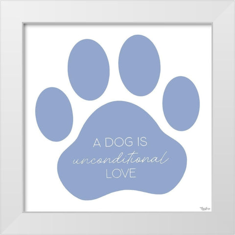 Blue Paw Print White Modern Wood Framed Art Print by Louise, Gigi