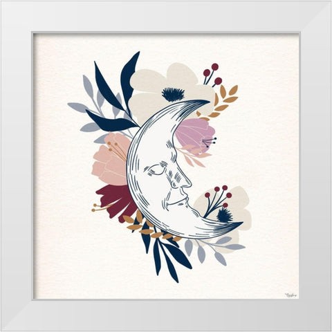 Moon Flower White Modern Wood Framed Art Print by Louise, Gigi