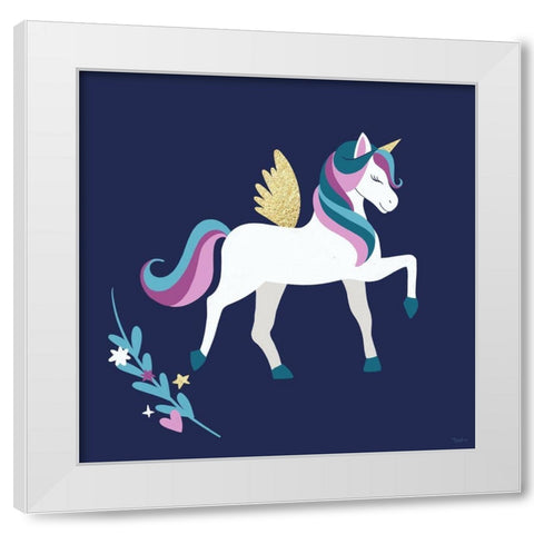 Unicorn Left White Modern Wood Framed Art Print by Louise, Gigi