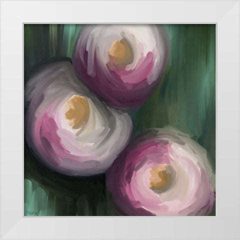 Abstract Pink Flowers White Modern Wood Framed Art Print by Louise, Gigi
