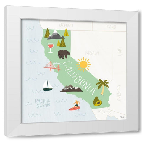 California Icons White Modern Wood Framed Art Print by Louise, Gigi