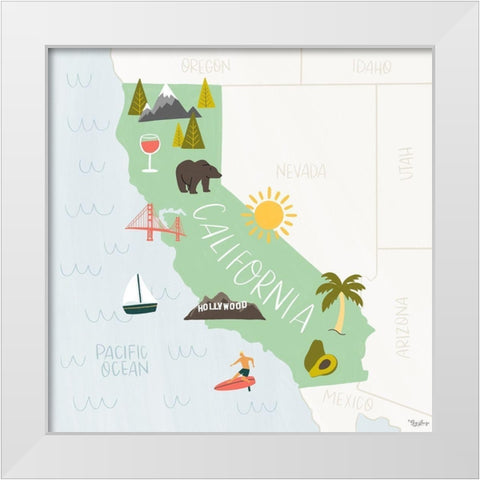 California Icons White Modern Wood Framed Art Print by Louise, Gigi