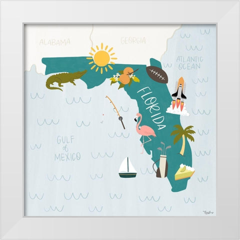 Florida Icons White Modern Wood Framed Art Print by Louise, Gigi