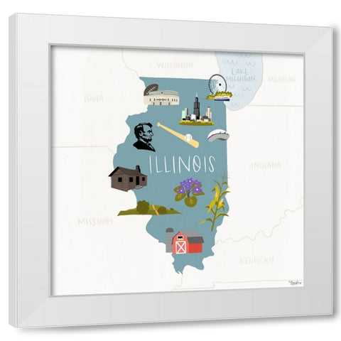 Illinois Icons White Modern Wood Framed Art Print by Louise, Gigi