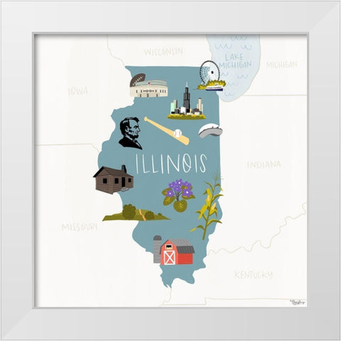 Illinois Icons White Modern Wood Framed Art Print by Louise, Gigi