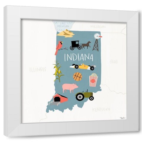 Indiana Icons White Modern Wood Framed Art Print by Louise, Gigi