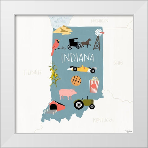 Indiana Icons White Modern Wood Framed Art Print by Louise, Gigi