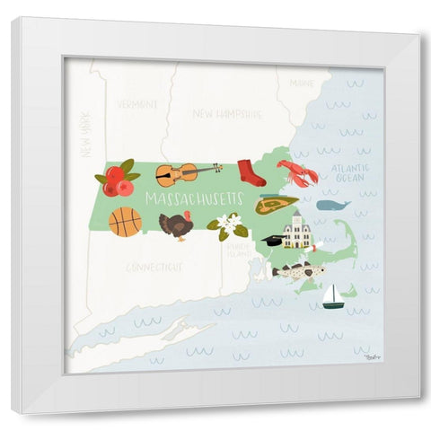 Massachusetts Icons White Modern Wood Framed Art Print by Louise, Gigi