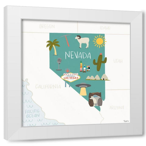 Nevada Icons White Modern Wood Framed Art Print by Louise, Gigi