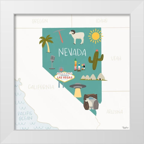 Nevada Icons White Modern Wood Framed Art Print by Louise, Gigi