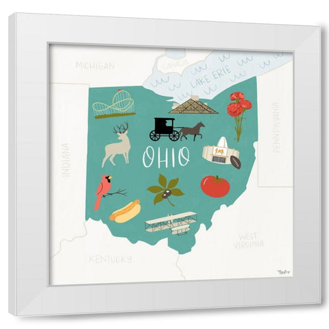 Ohio Icons White Modern Wood Framed Art Print by Louise, Gigi