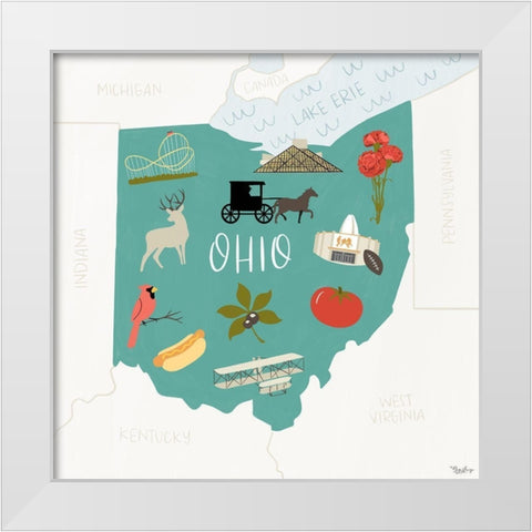 Ohio Icons White Modern Wood Framed Art Print by Louise, Gigi