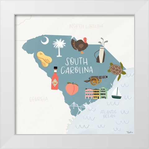 South Carolina Icons White Modern Wood Framed Art Print by Louise, Gigi
