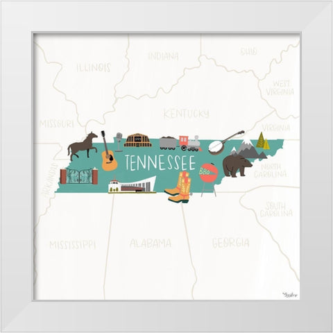 Tennessee Icons White Modern Wood Framed Art Print by Louise, Gigi