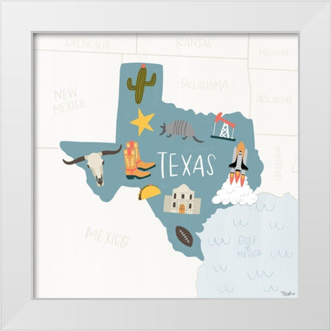 Texas Icons White Modern Wood Framed Art Print by Louise, Gigi