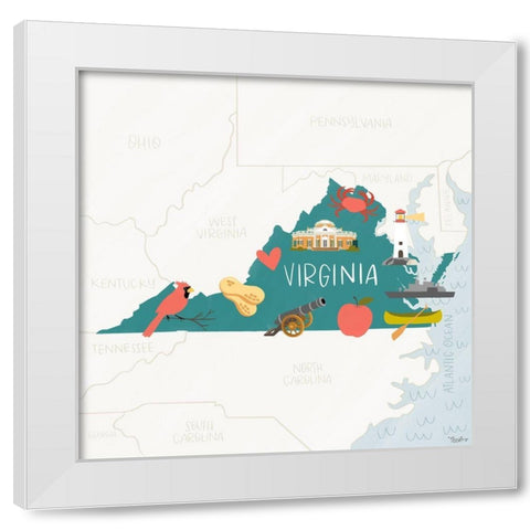 Virginia Icons White Modern Wood Framed Art Print by Louise, Gigi