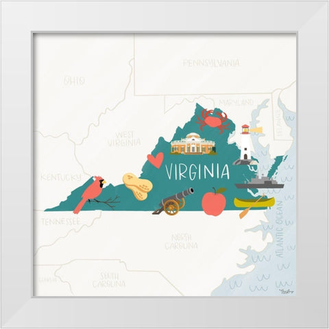 Virginia Icons White Modern Wood Framed Art Print by Louise, Gigi