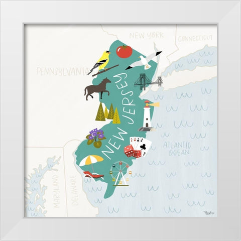 New Jersey Icons White Modern Wood Framed Art Print by Louise, Gigi