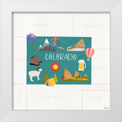 Colorado Icons White Modern Wood Framed Art Print by Louise, Gigi