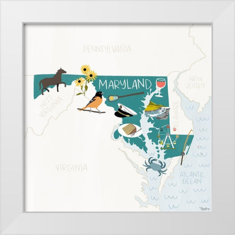 Maryland Icons White Modern Wood Framed Art Print by Louise, Gigi
