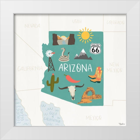 Arizona_Icons White Modern Wood Framed Art Print by Louise, Gigi