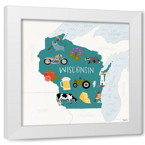 Wisconsin_Icons White Modern Wood Framed Art Print by Louise, Gigi