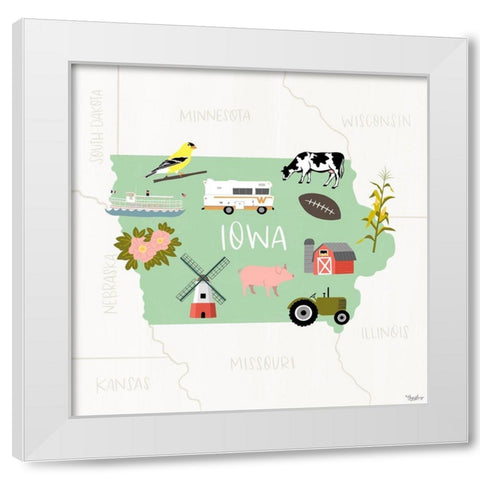 Iowa_Icons White Modern Wood Framed Art Print by Louise, Gigi