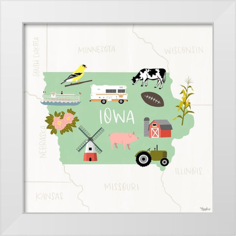 Iowa_Icons White Modern Wood Framed Art Print by Louise, Gigi