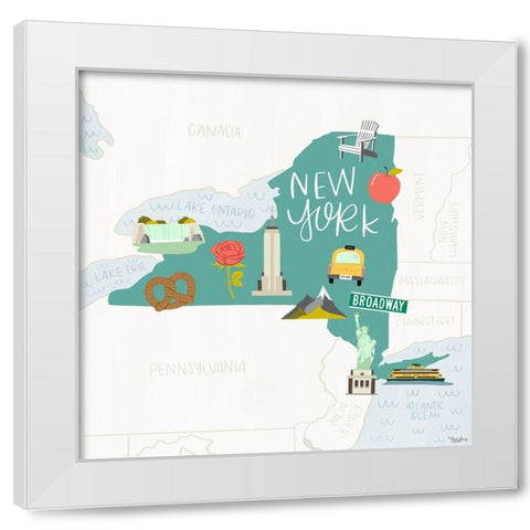 New York Icons White Modern Wood Framed Art Print by Louise, Gigi