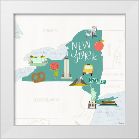 New York Icons White Modern Wood Framed Art Print by Louise, Gigi