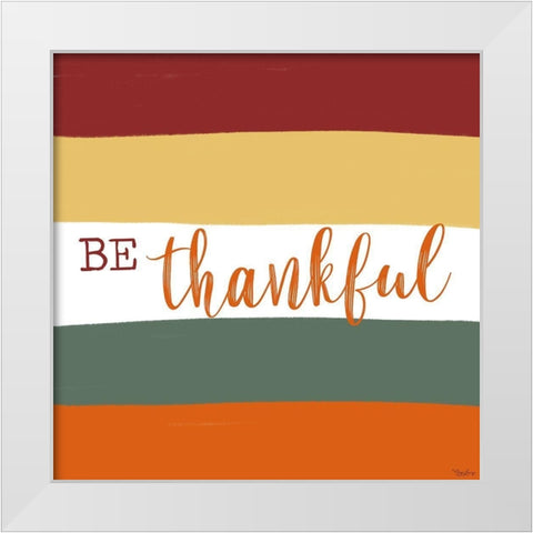Be Thankful White Modern Wood Framed Art Print by Louise, Gigi