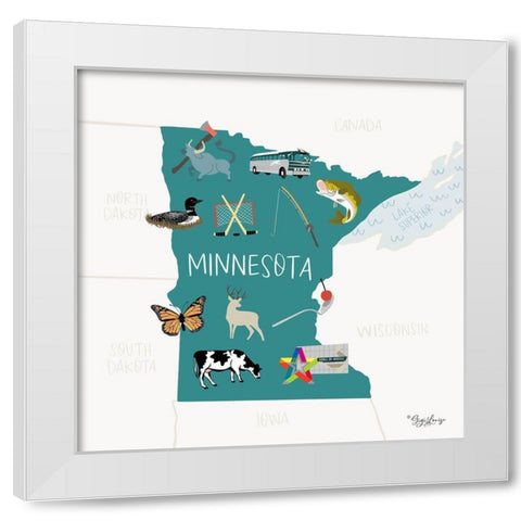Minnesota White Modern Wood Framed Art Print by Louise, Gigi